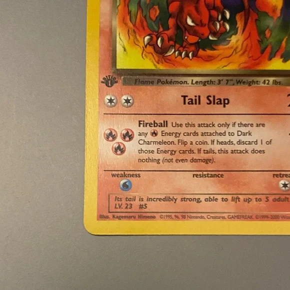 ORIGINAL DARK CHARMELEON POKEMON CARD 1ST EDITION - Picture 10 of 12